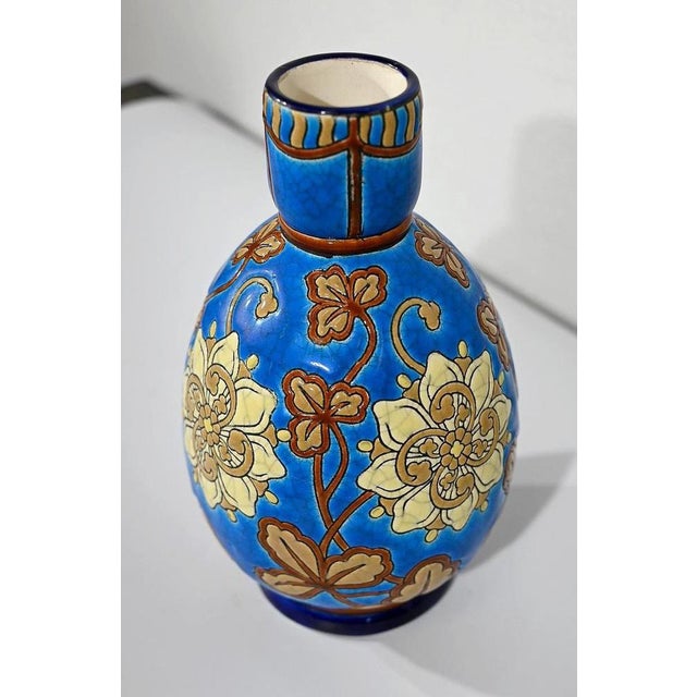 Small Early 20th Century Vase With Flower Decorations in Longwy Enamels For Sale - Image 3 of 18