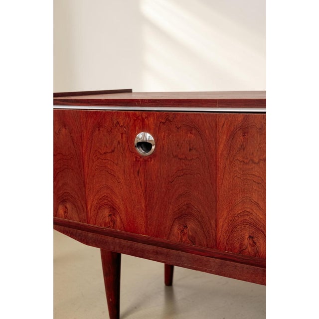 Mid-Century Indonesian Rosewood Veneer and Chrome Lowboard Dresser, 1960s For Sale - Image 9 of 11