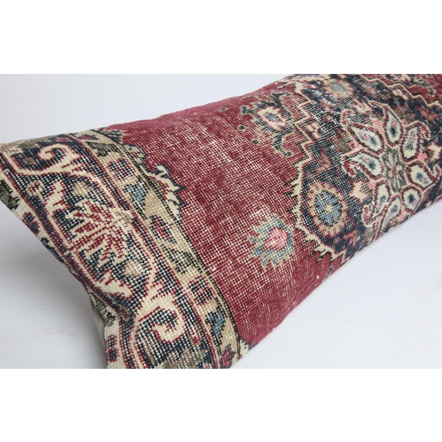 Textile Authentic Handwoven Vintage Lumbar Rug Pillow Cover -16'' X 44'' For Sale - Image 7 of 11