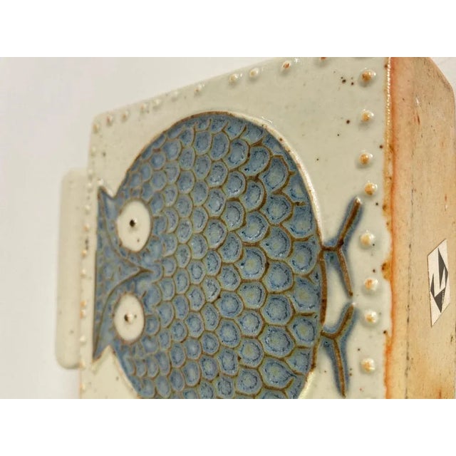 Stone Scandinavian Sandstone Vase with Cat Decor, 1960s For Sale - Image 7 of 9