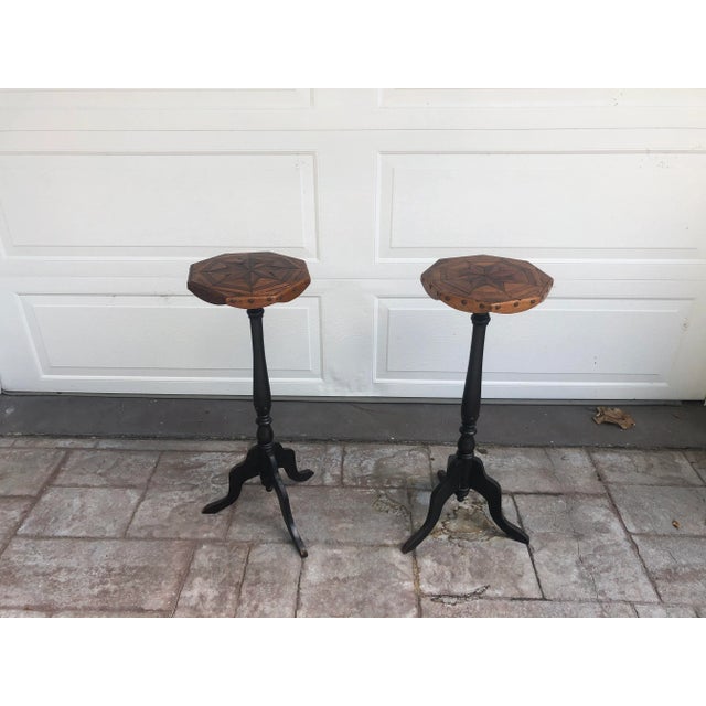 Wood Late 18th/Early 19th Century Inlaid Candlestick Tables - a Pair For Sale - Image 7 of 7