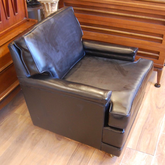 MidCentury Black Vinyl Club Chair Chairish