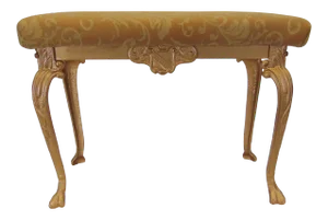 Early 20th Century Cast Iron Gold Claw Foot Vanity Bench
