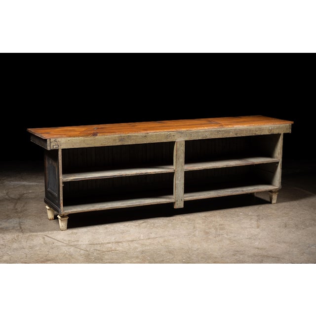 Early 20th Century Early 20th Century Butcher's Counter With Milk Glass Panels For Sale - Image 5 of 11