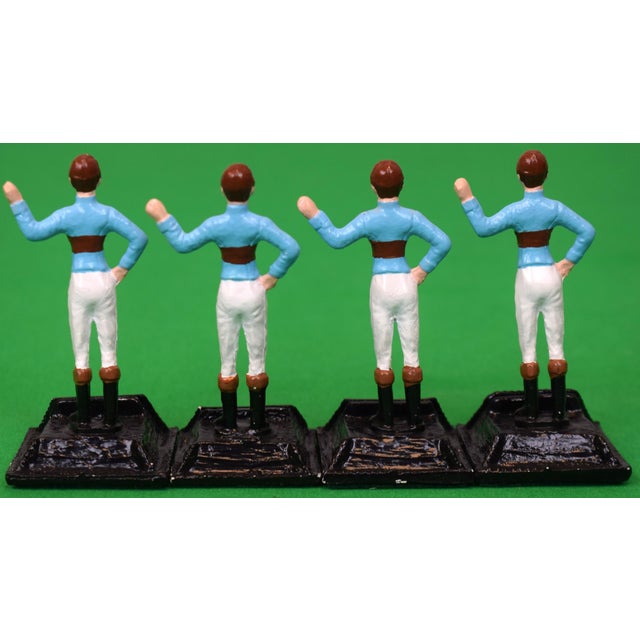 Sz: 3"H x 1 1/2"W at base Hand Painted in Eton Blue w/ Brown Whitney Silks 2 sets of 4 each available/ sold separately...