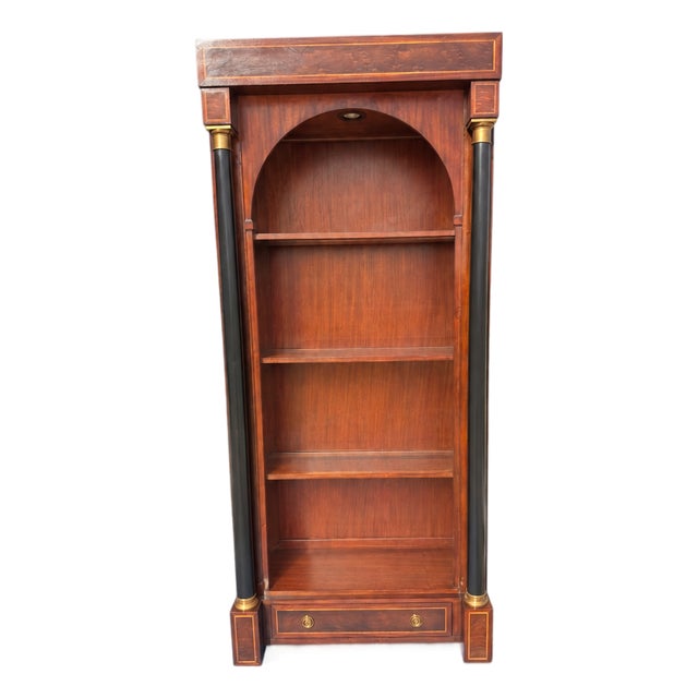 Maitland-Smith Neoclassical Empire-Style Illuminated Mahogany Bookcase For Sale