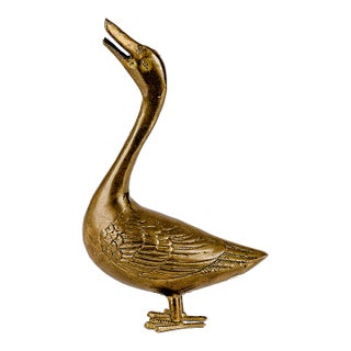 Vintage Mid-Century Modern Brass Goose Figurine For Sale