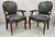 Vintage French Louis XV Style Solid Wood & Bronze Ormolu Arm Chairs - a Pair. Item features green vinyl/Naugahyde...