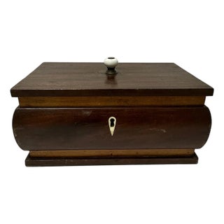 Antique Mid-Late 19th Century Wood Victorian Tea Caddy Chest/Box With Key For Sale