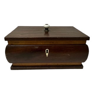 Antique Mid-Late 19th Century Wood Victorian Tea Caddy With Key For Sale