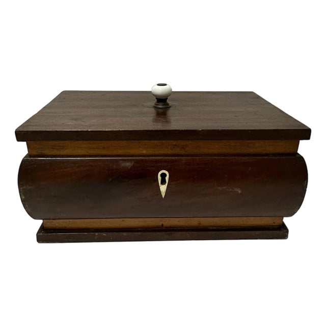 Antique Mid-Late 19th Century Wood Victorian Tea Caddy With Key For Sale