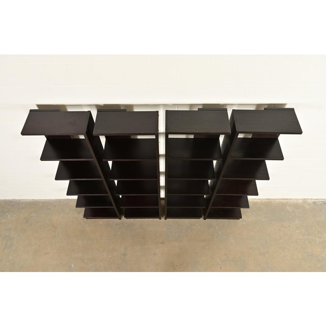 Late 20th Century Modern Art Deco Dark Oak Modular Étagères or Bookcases, Set of Four For Sale - Image 5 of 10