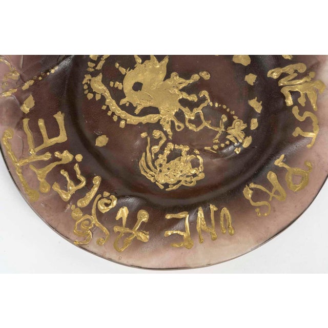 Plate in Brown Colored Glass Paste from Daum and Dali For Sale - Image 4 of 8