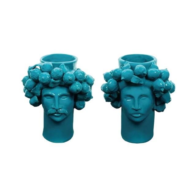 Optanio Marectime Solimano and Roxelana Citrus Ceramic Vase from Crita, Set of 2 For Sale