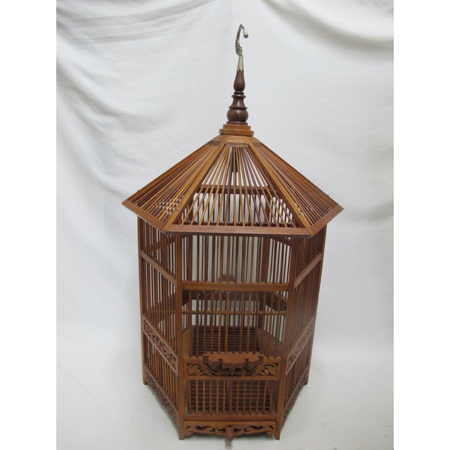 Large Chinese Hexagonal Wood Bird Cage Chairish