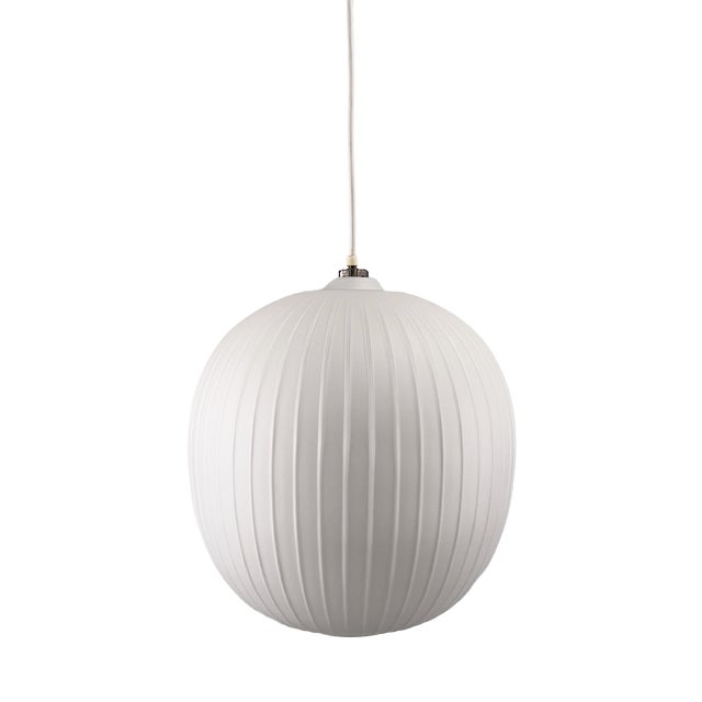 Large Model Bologna Pendant Lamp in Mouth-Blown Opal Glass by Aloys Gankofner for Peill & Putzler, Germany, 1950s For Sale
