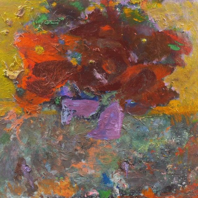 'Still Life of Poppies', Mid-Century, American School Expressionist Floral Oil For Sale - Image 9 of 11
