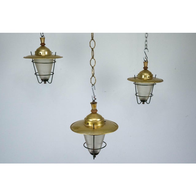 Mid-Century Aluminum and Glass Lanterns, Italy, 1960s, Set of 3 For Sale - Image 6 of 11