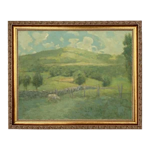 "Scenic Spring Landscape" Canvas Print in Thin Gold Frame