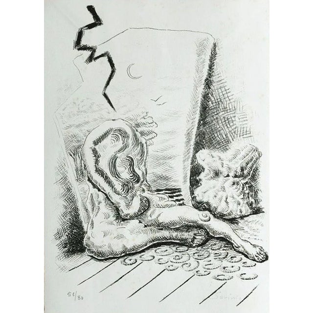 The man in the Well - Original Lithograph by A. Savinio - 1946 1946 For Sale