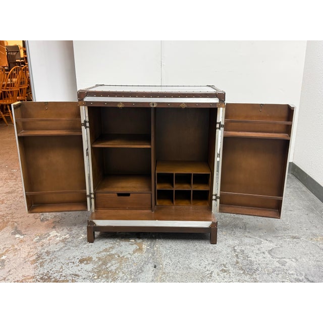 Restoration Hardware Timothy Oulton for Restoration Hardware Richards’ Style Aluminum Steamer Trunk Bar Cabinet For Sale - Image 4 of 12