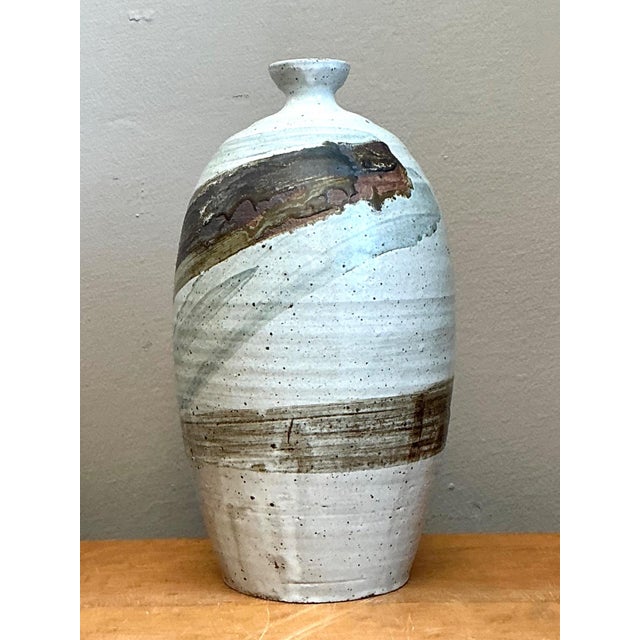 Alabaster Vintage Handcrafted Abstract Ceramic Vase For Sale - Image 8 of 16
