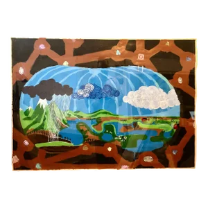 Scoli Acosta Large Contemporary Mixed Media Painting LA Artist External Horizons 2004