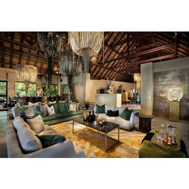 Animal Skin Ngala Designer Leather Fringe Chandelier – Large Organic Modern Statement For Sale - Image 7 of 7