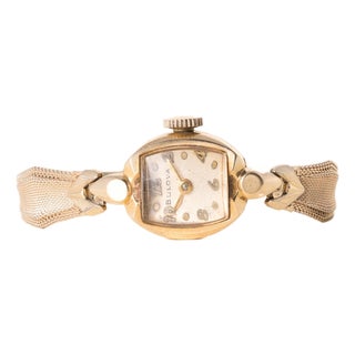 Vintage 1950s 14k Gold Bulova Ladies Cocktail Watch For Sale