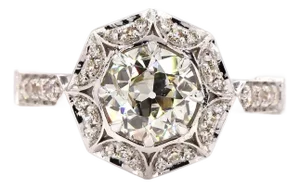 Antique Design 1.07 Carat Old European Cut Diamond Gold Ring, Size 6.5