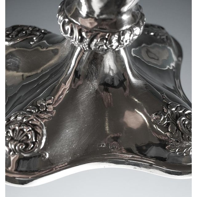 Antique Biedermeier Silver Candleholders, Vienna, Austria, 1840s, Set of 2 For Sale - Image 6 of 9