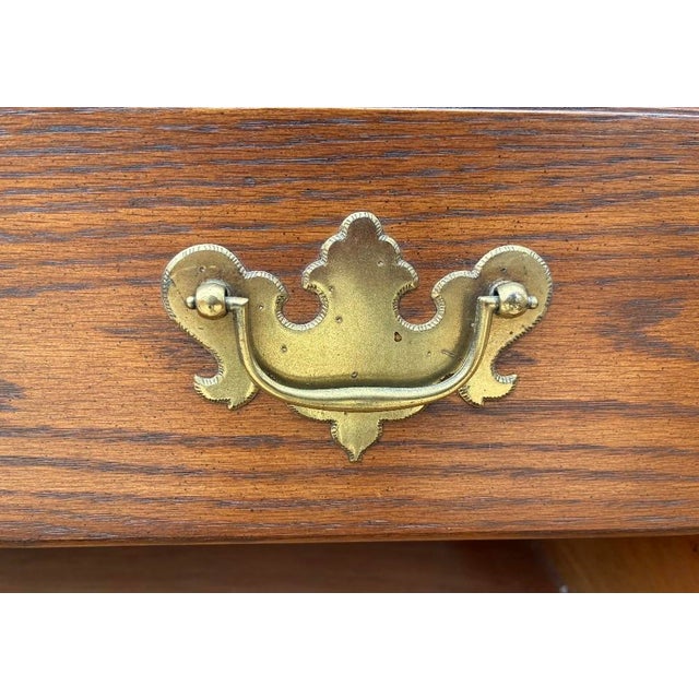 1980s Pennsylvania House Oak Chippendale Cabinet Display Hutch Shelf Chippendale A For Sale - Image 9 of 17