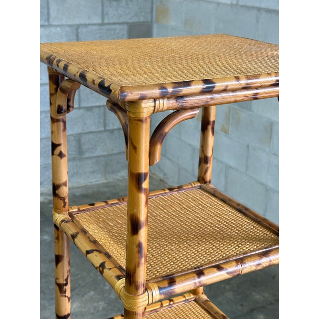 Ornamental & Decorative Materials 1980s British Colonial Faux Bamboo and Cane Tall Shelf For Sale - Image 7 of 9