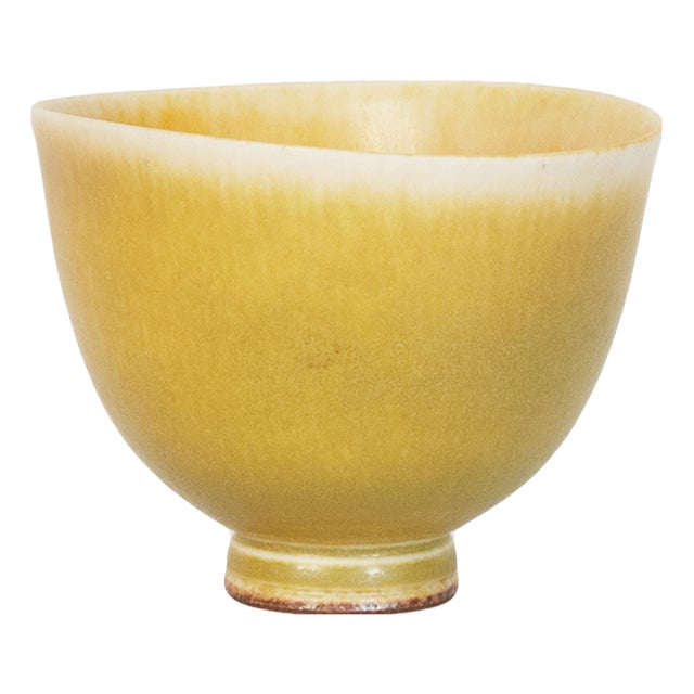 Miniature Yellow Bowl on Foot Thrown by Berndt Friberg, 1960s For Sale