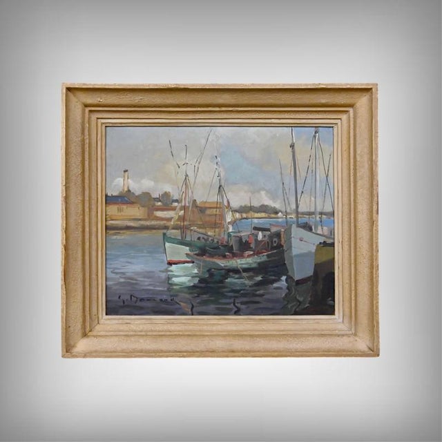 Boulard, Tuna Boats at Quayside, Oil on Panel, Mid-20th Century For Sale - Image 14 of 14