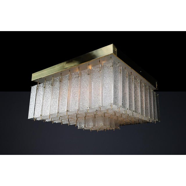 Gold Bohemian Flush Mount in Textured Glass and Brass, 1960s For Sale - Image 8 of 18