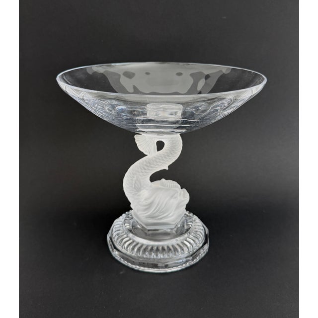 Late 20th Century Vintage Portieux Crystal Compote Bowl W/Dolphin For Sale - Image 5 of 9