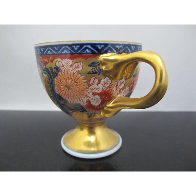Japanese Arita Ware Imari Kisen Kiln Vivid Gokunishiki Porcelain Cup & Saucer For Sale - Image 9 of 16