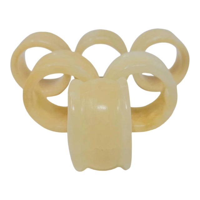 Vintage Alabaster Napkin Rings Set of 6 For Sale