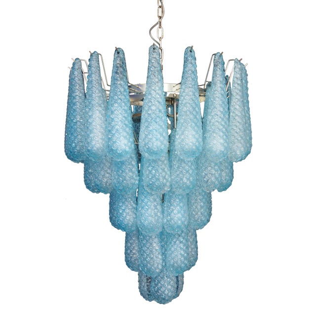Magic Murano Blue Drops Chandeliers, 1980s, Set of 2 For Sale - Image 6 of 15