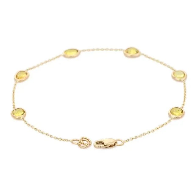 Not Yet Made - Made To Order Vivid 3.42ct Yellow Sapphire Link Chain Birthstone Bracelet in 18k Solid Gold For Sale - Image 5 of 14