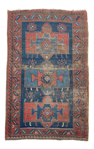 Antique Tribal Caucasian Kazak Geometric Rug, 4.4 x 6.9