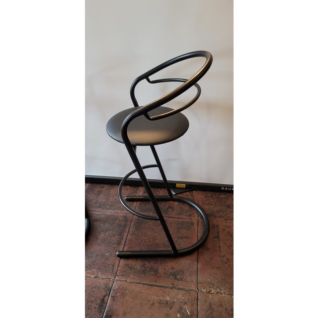 Mid Century Art Deco Modern Amisco Gibo Barstool Pair 1978-1990 For Sale - Image 4 of 5