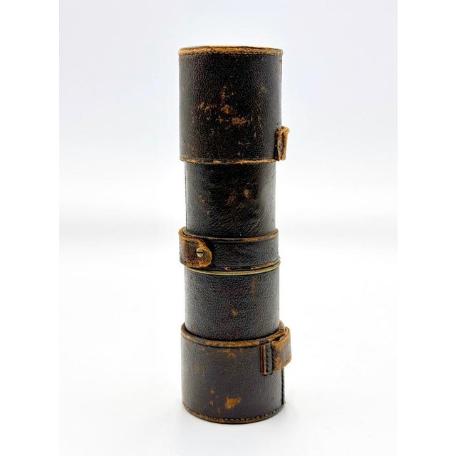 19th Century French Nautical Leather Bound Brass Telescope For Sale - Image 13 of 14