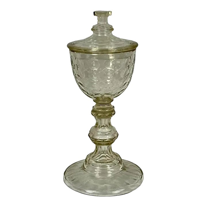 19th Century Irish Cut Crystal Tall Compote With Lid | Chairish