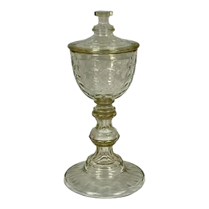 19th Century Irish Cut Crystal Tall Compote With Lid