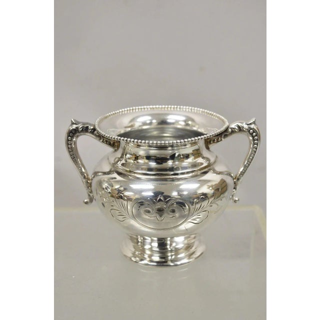 Antique Manhattan Silver Plate Co Silver Plated Tea Serving Set - 4pc Set For Sale - Image 4 of 13