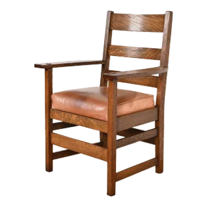 Stickley Brothers Antique Mission Oak Arts & Crafts Armchair, Circa 1900