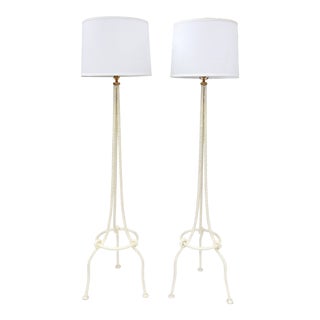 Giacometti Style Floor Lamps With Shades - A Pair For Sale