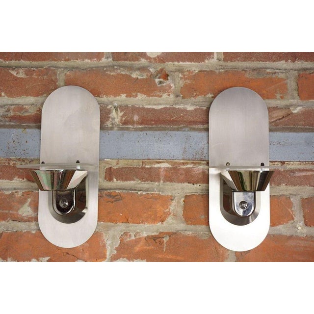 Silver Vintage Stainless Steel Wall Lights, 1980s, Set of 2 For Sale - Image 8 of 8